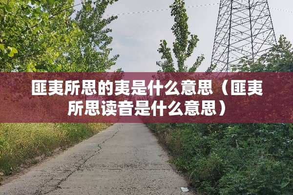 匪夷所思的夷是什么意思（匪夷所思读音是什么意思）
