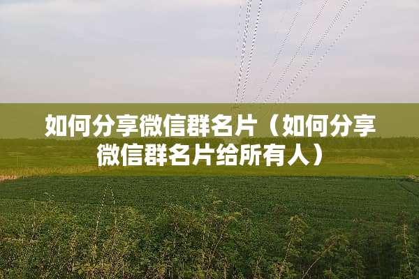 如何分享微信群名片（如何分享微信群名片给所有人）