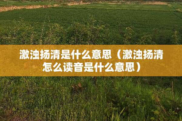 激浊扬清是什么意思（激浊扬清怎么读音是什么意思）
