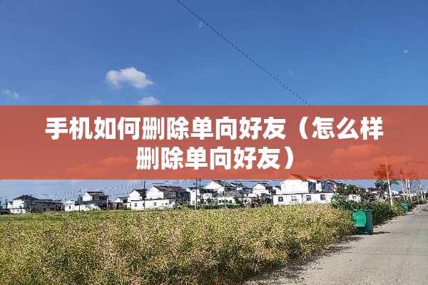 手机如何删除单向好友（怎么样删除单向好友）
