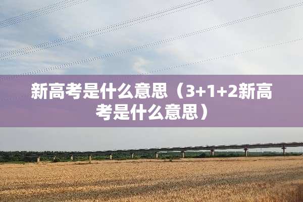 新高考是什么意思（3+1+2新高考是什么意思）