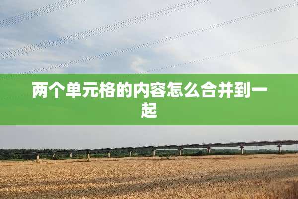 两个单元格的内容怎么合并到一起