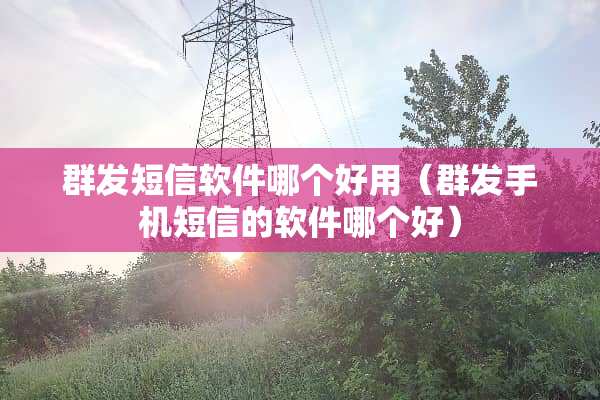 群发短信软件哪个好用（群发手机短信的软件哪个好）