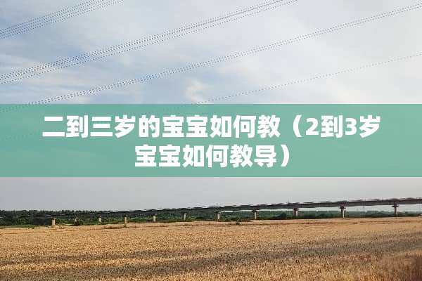二到三岁的宝宝如何教（2到3岁宝宝如何教导）