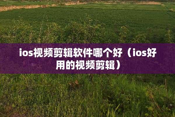 ios视频剪辑软件哪个好（ios好用的视频剪辑）
