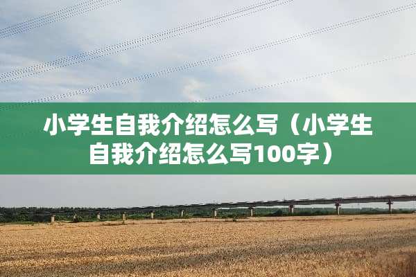 小学生自我介绍怎么写（小学生自我介绍怎么写100字）