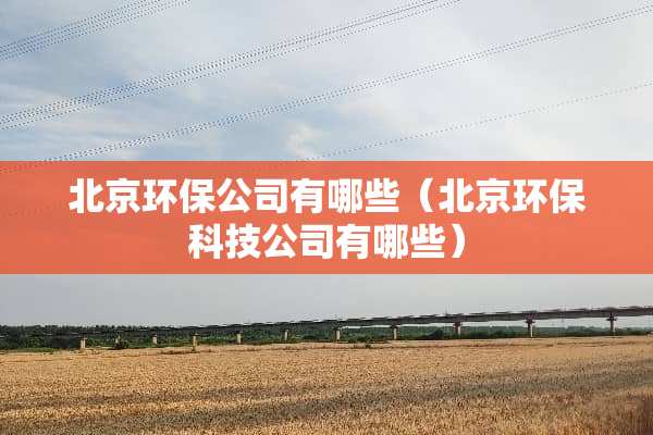 北京环保公司有哪些（北京环保科技公司有哪些）