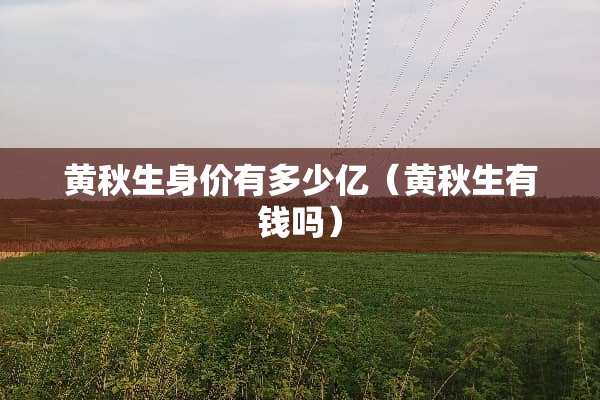 黄秋生身价有多少亿（黄秋生有钱吗）