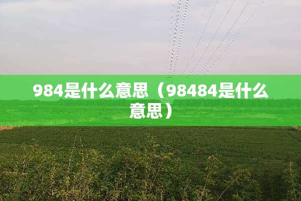 984是什么意思（98484是什么意思）
