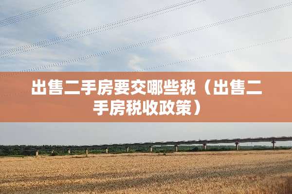 出售二手房要交哪些税（出售二手房税收政策）