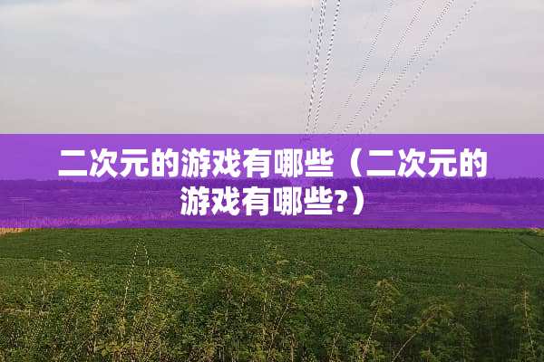 二次元的游戏有哪些（二次元的游戏有哪些?）