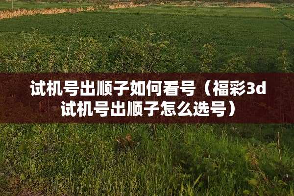 试机号出顺子如何看号（**3d试机号出顺子怎么选号）