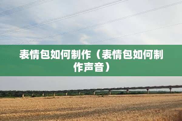 表情包如何制作（表情包如何制作声音）
