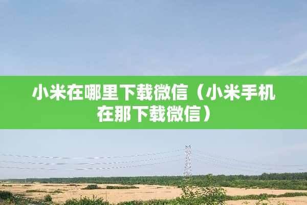 小米在哪里下载微信（小米手机在那下载微信）