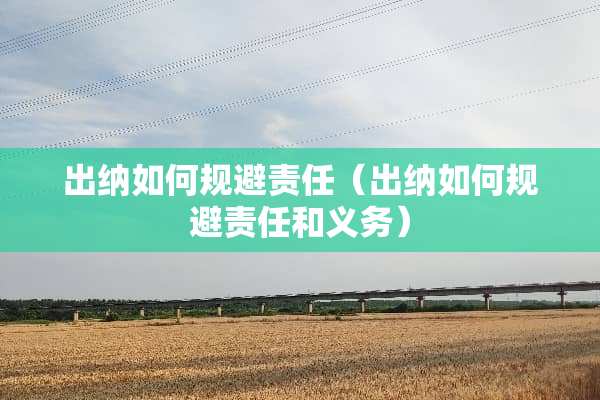 出纳如何规避责任（出纳如何规避责任和义务）