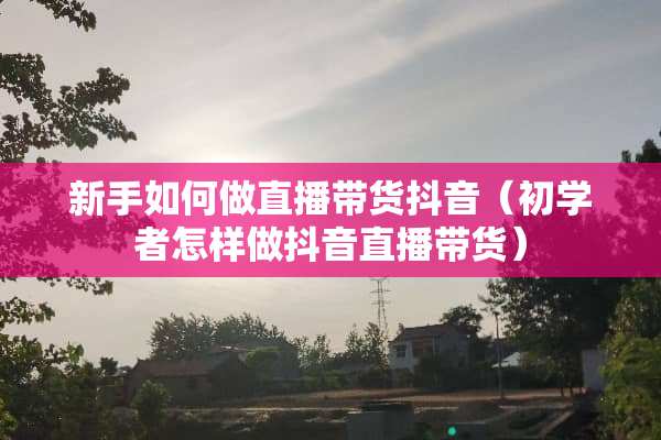 新手如何做直播带货抖音（初学者怎样做抖音直播带货）