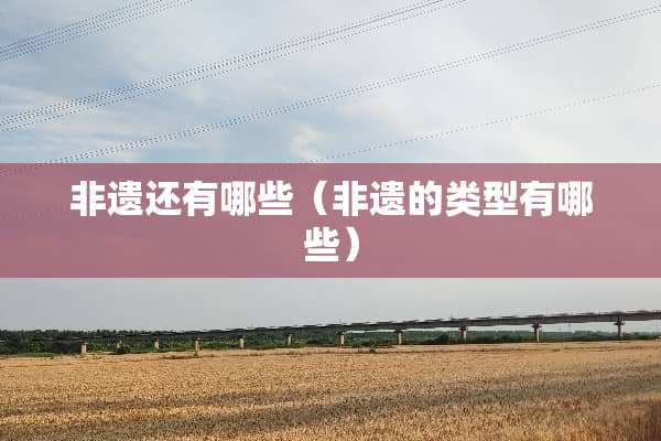 非遗还有哪些（非遗的类型有哪些）