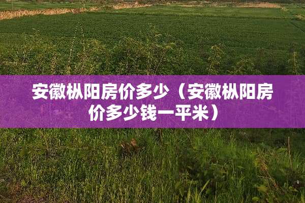 安徽枞阳房价多少（安徽枞阳房价多少钱一平米）