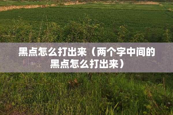 黑点怎么打出来（两个字中间的黑点怎么打出来）