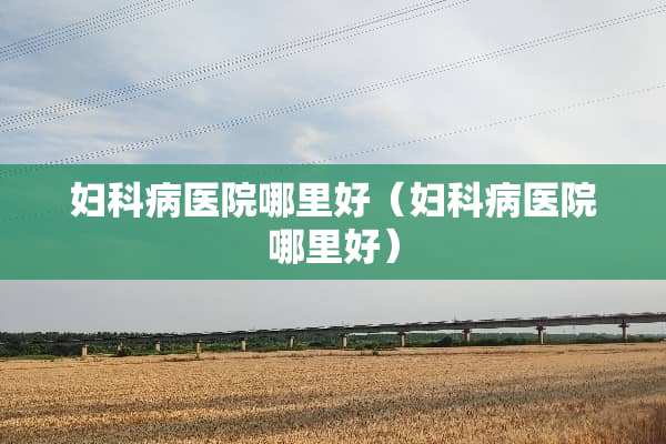 妇科病医院哪里好（妇科病医院哪里好）