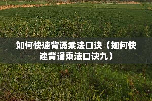 如何快速背诵乘法口诀（如何快速背诵乘法口诀九）