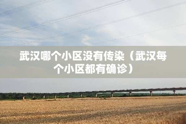 武汉哪个小区没有传染（武汉每个小区都有确诊）