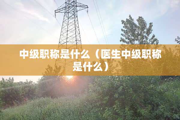 中级职称是什么（医生中级职称是什么）