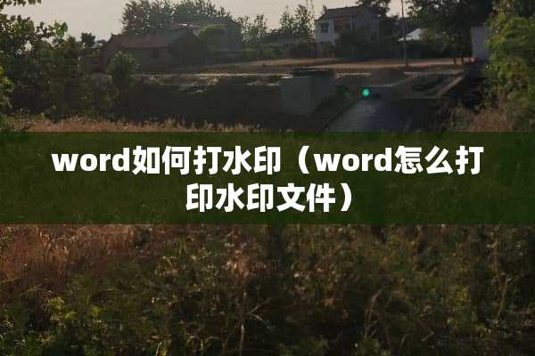 word如何打水印（word怎么打印水印文件）