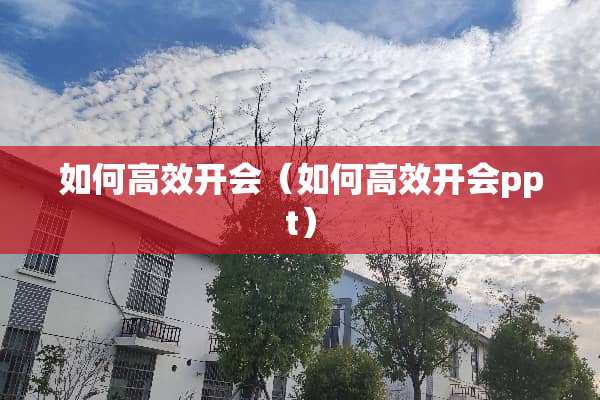 如何高效开会（如何高效开会ppt）