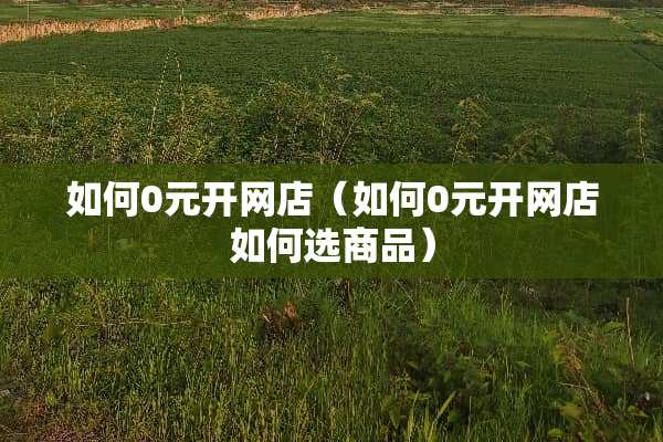 如何0元开网店（如何0元开网店如何选商品）