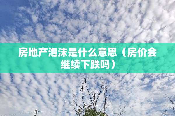 房地产泡沫是什么意思（房价会继续下跌吗）