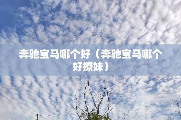 奔驰宝马哪个好（奔驰宝马哪个好撩妹）