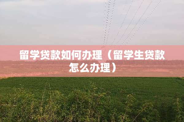 留学贷款如何办理（留学生贷款怎么办理）