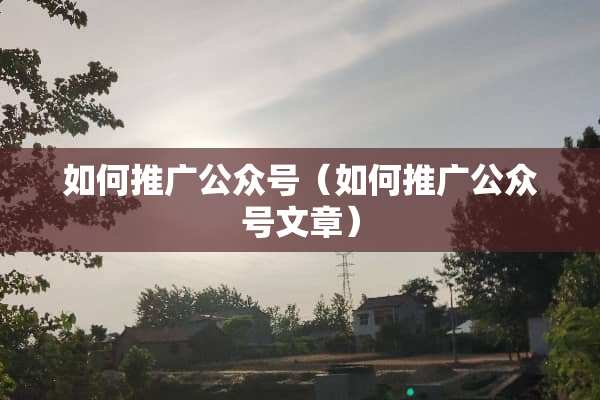 如何推广公众号（如何推广公众号文章）