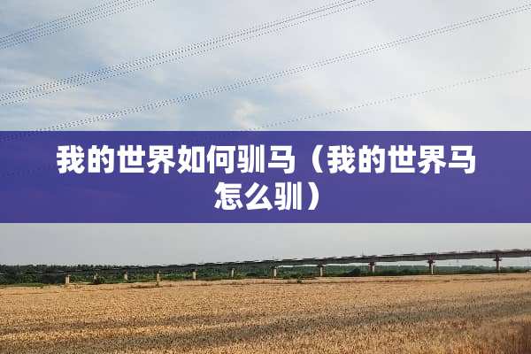 我的世界如何驯马（我的世界马怎么驯）