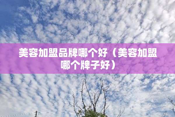美容加盟品牌哪个好（美容加盟哪个牌子好）
