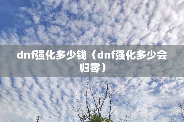 dnf强化多少钱（dnf强化多少会归零）