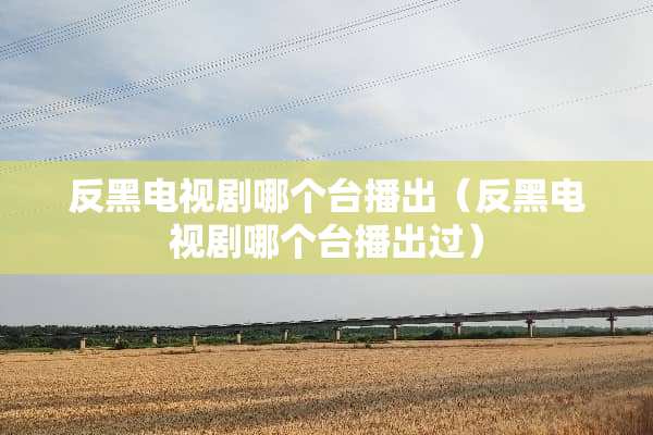 反黑电视剧哪个台播出（反黑电视剧哪个台播出过）