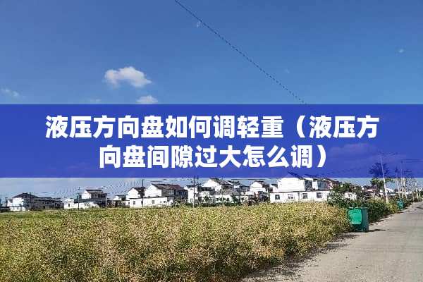 液压方向盘如何调轻重（液压方向盘间隙过大怎么调）
