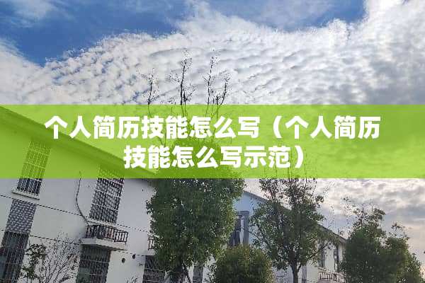 个人简历技能怎么写（个人简历技能怎么写示范）