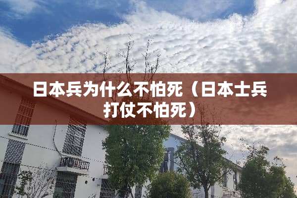 日本兵为什么不怕死（日本士兵打仗不怕死）