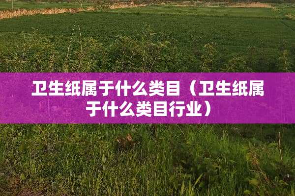 卫生纸属于什么类目（卫生纸属于什么类目行业）