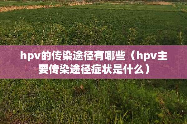 hpv的传染途径有哪些（hpv主要传染途径症状是什么）