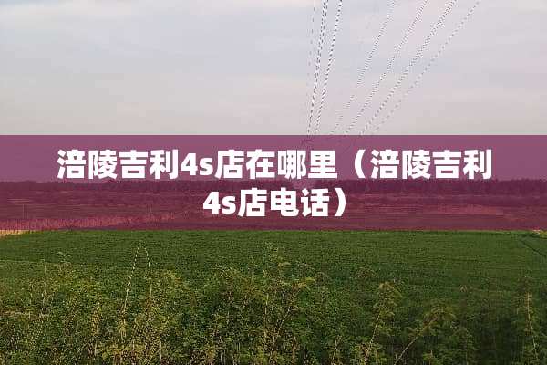 涪陵吉利4s店在哪里（涪陵吉利4s店电话）