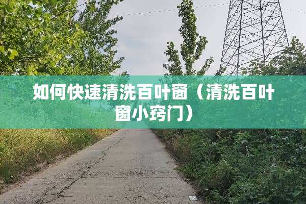 如何快速清洗百叶窗（清洗百叶窗小窍门）