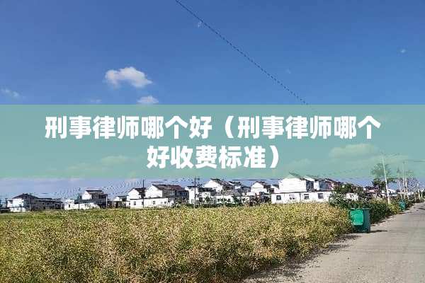 刑事律师哪个好（刑事律师哪个好收费标准）