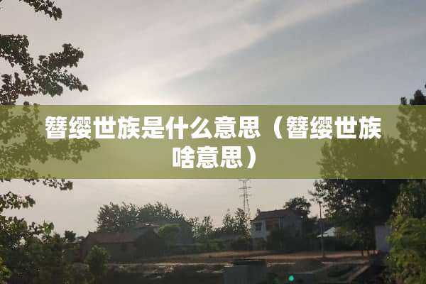 簪缨世族是什么意思（簪缨世族啥意思）