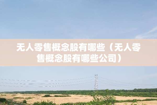 无人零售概念股有哪些（无人零售概念股有哪些公司）