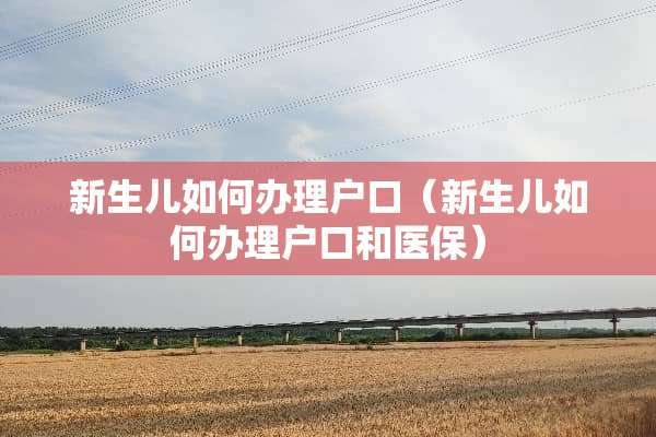 新生儿如何办理户口（新生儿如何办理户口和医保）