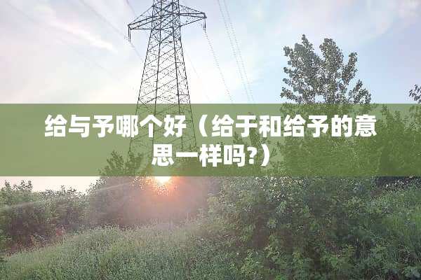 给与予哪个好（给于和给予的意思一样吗?）